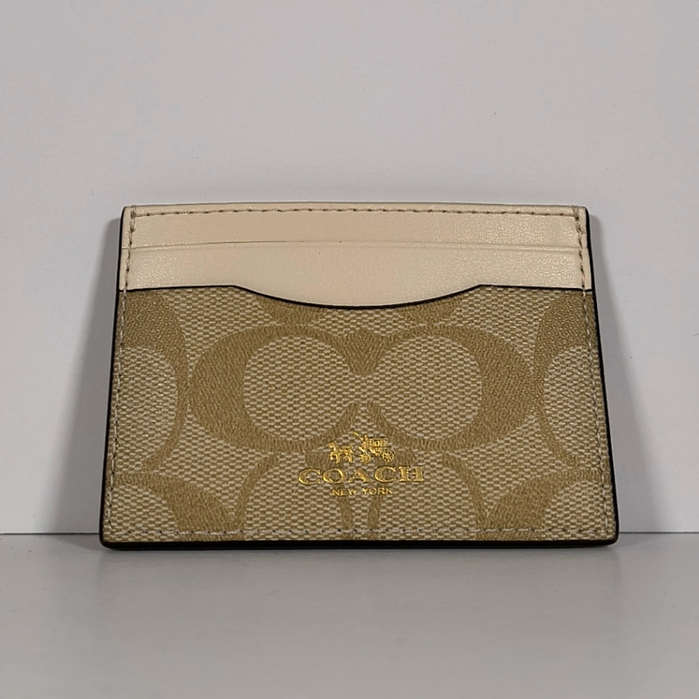 Coach Tan/beige Card Holder for gift, him, her, night out, travel